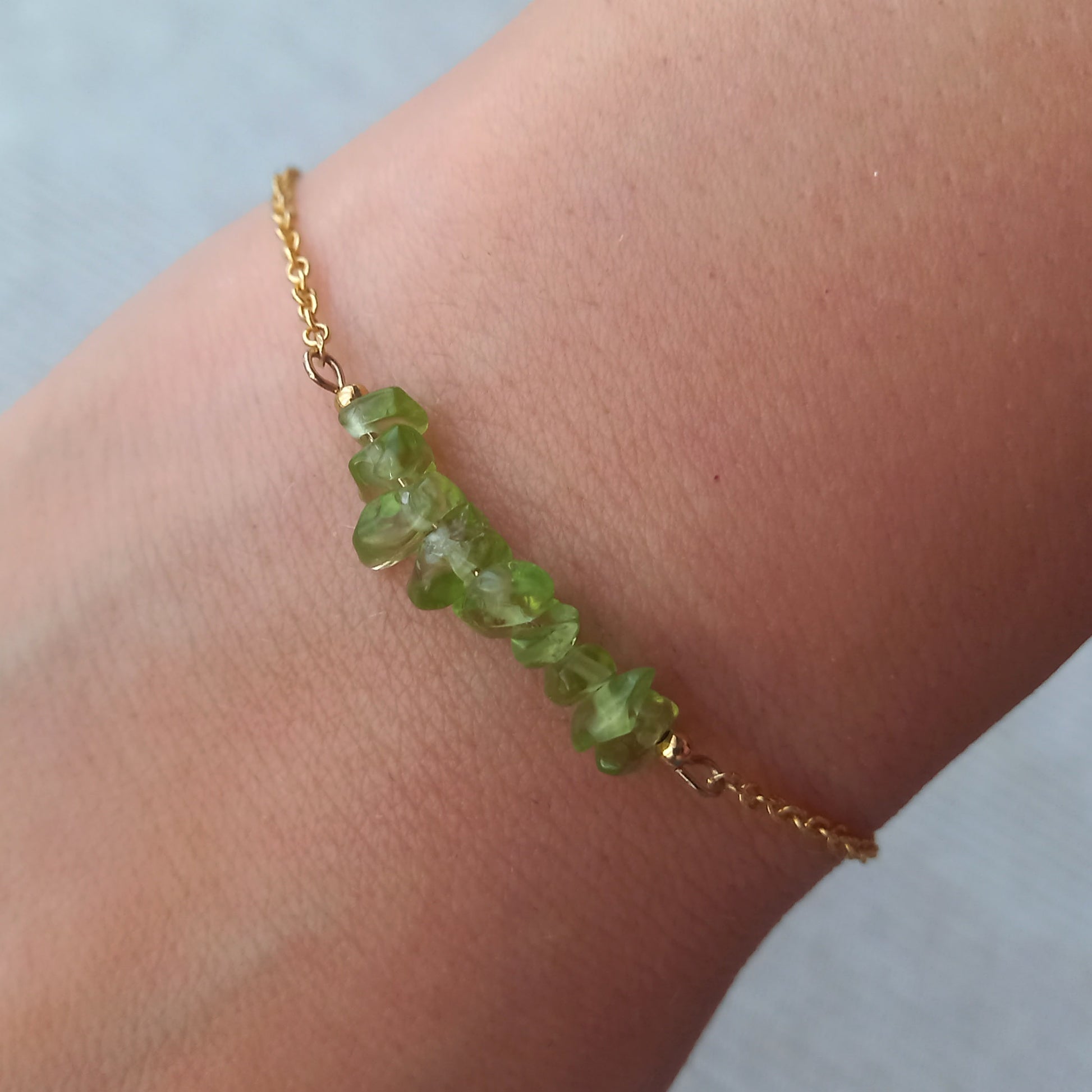 Bracelet péridot brut bohèmes verts - Nicte