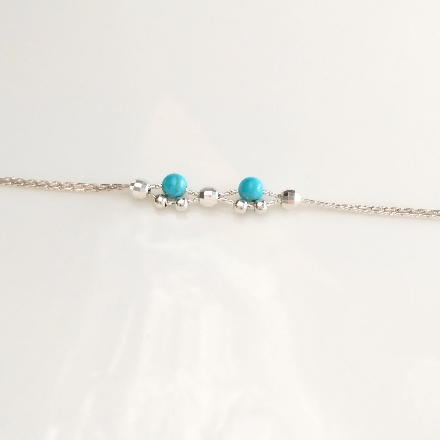 Bracelet pierre gemme turquoise et argent - Nicte