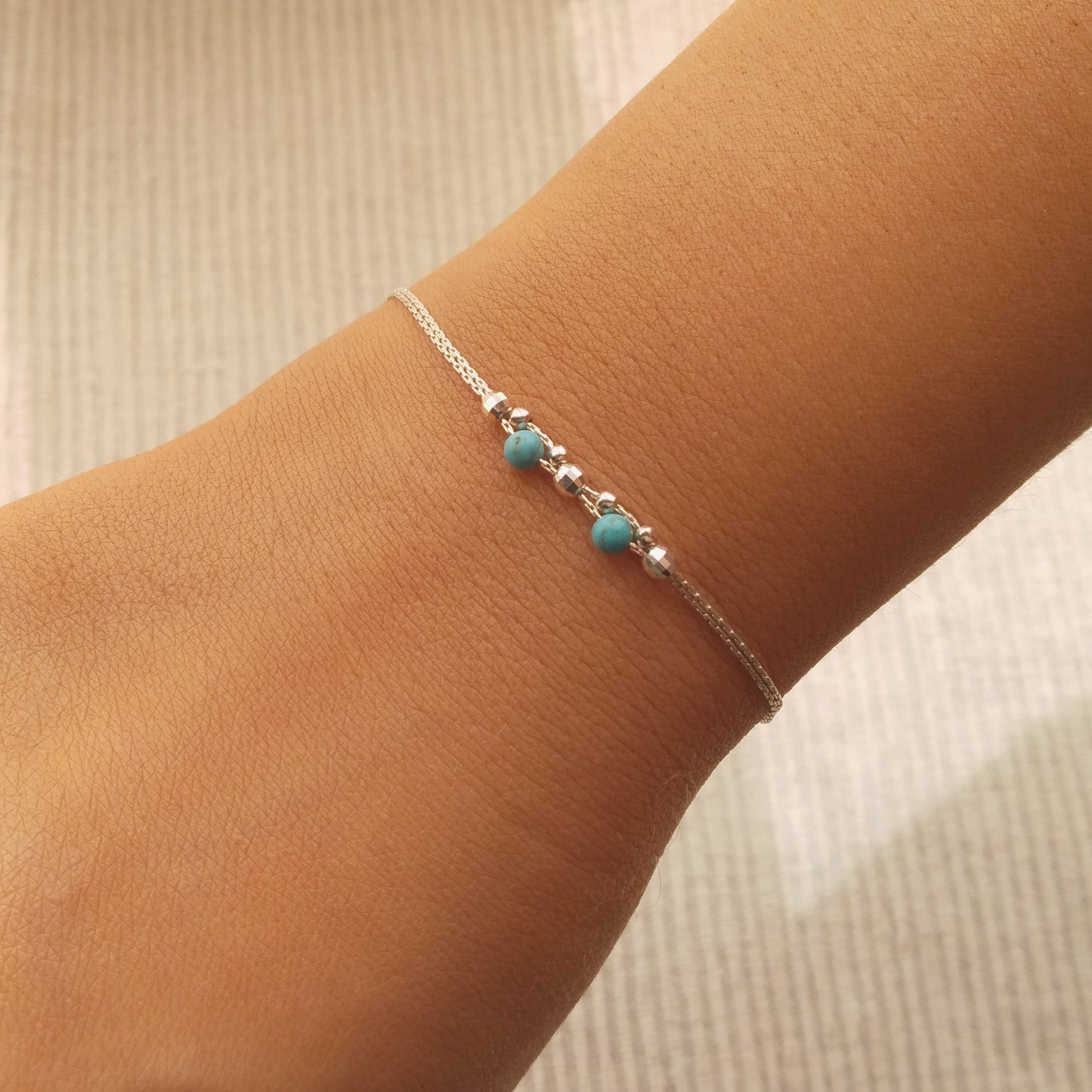 Bracelet pierre gemme turquoise et argent - Nicte